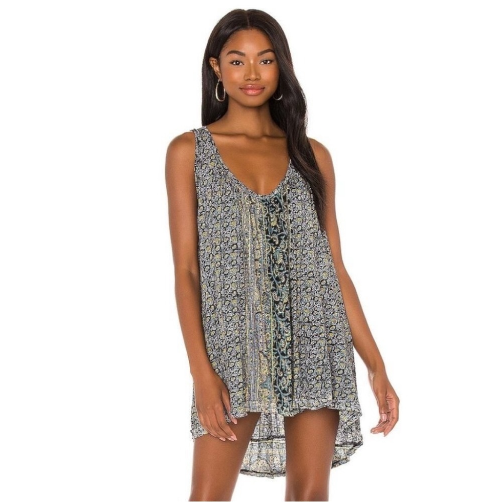 Free People Mess Around Oversized Swing Sleeveless Scoop Neck Mini Tunic Dress